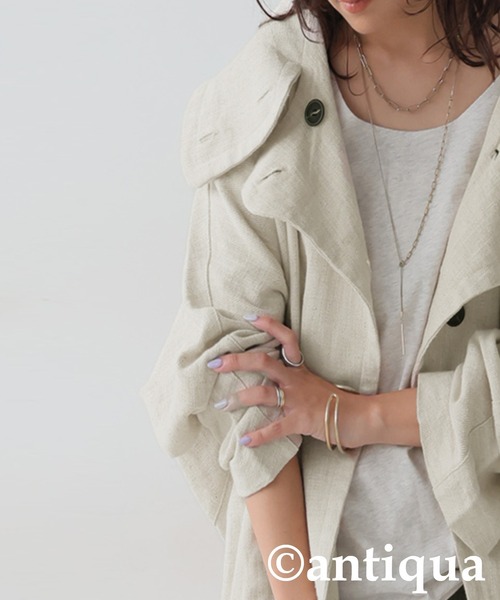 antiqua（アンティカ）の「リネンコクーンジャケット（その他アウター・レディース・ブラック/ナチュラル・ONESIZE）」の13枚目の写真