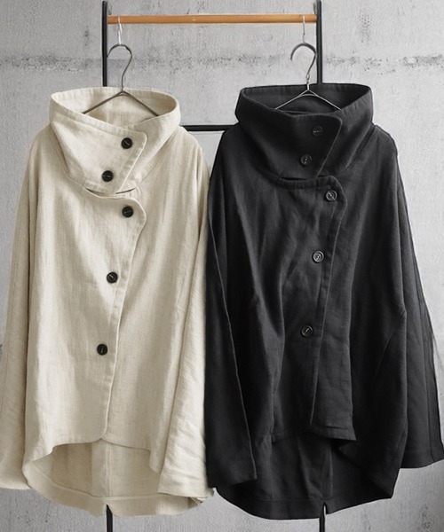 antiqua（アンティカ）の「リネンコクーンジャケット（その他アウター・レディース・ブラック/ナチュラル・ONESIZE）」の18枚目の写真