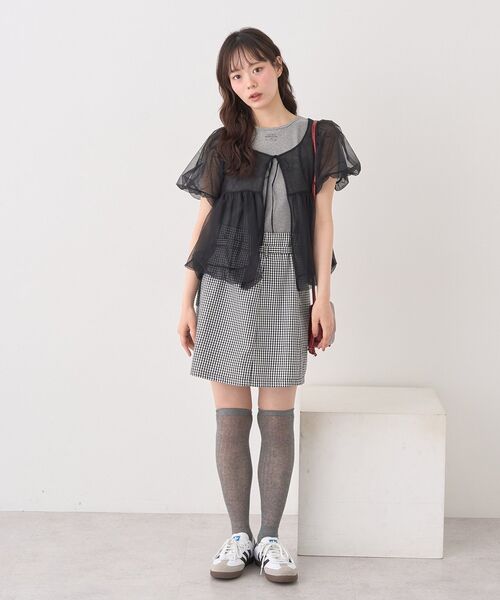 tシャツ SET2点チュールバルーンブラウス＋ロゴタンク レディース SET2点チュールバルーンブラウス＋ロゴタンク（Tシャツ