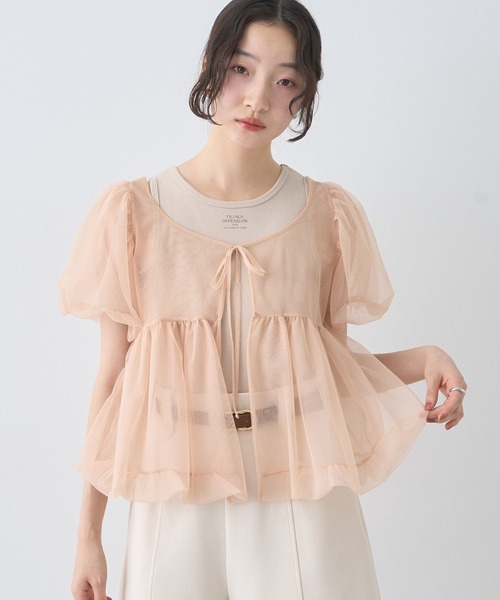 earth music&ecology(アースミュージックアンドエコロジー)の「SET2点チュールバルーンブラウス+ロゴタンク(Tシャツ/カットソー・レディース・ブラック/アイボリー/ピンクベージュ・FREE)」の1枚目の写真