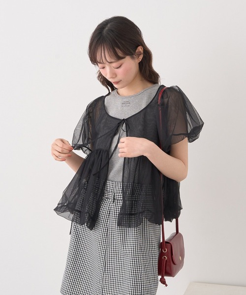 earth music&ecology(アースミュージックアンドエコロジー)の「SET2点チュールバルーンブラウス+ロゴタンク(Tシャツ/カットソー・レディース・ブラック/アイボリー/ピンクベージュ・FREE)」の15枚目の写真