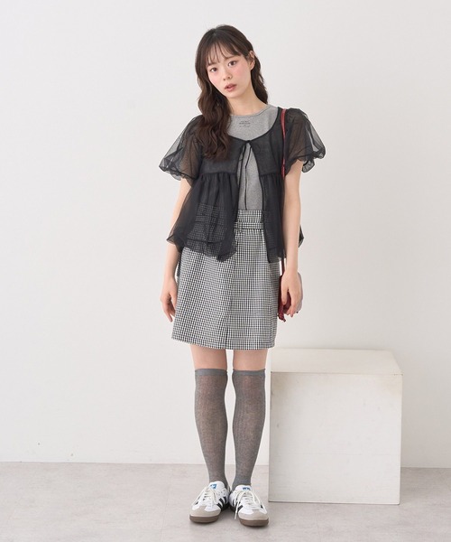 earth music&ecology(アースミュージックアンドエコロジー)の「SET2点チュールバルーンブラウス+ロゴタンク(Tシャツ/カットソー・レディース・ブラック/アイボリー/ピンクベージュ・FREE)」の17枚目の写真