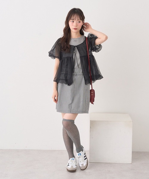 earth music&ecology(アースミュージックアンドエコロジー)の「SET2点チュールバルーンブラウス+ロゴタンク(Tシャツ/カットソー・レディース・ブラック/アイボリー/ピンクベージュ・FREE)」の18枚目の写真