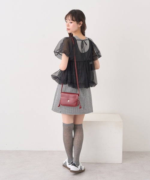 tシャツ SET2点チュールバルーンブラウス＋ロゴタンク レディース SET2点チュールバルーンブラウス＋ロゴタンク（Tシャツ