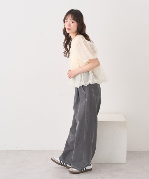 earth music&ecology(アースミュージックアンドエコロジー)の「SET2点チュールバルーンブラウス+ロゴタンク(Tシャツ/カットソー・レディース・ブラック/アイボリー/ピンクベージュ・FREE)」の12枚目の写真
