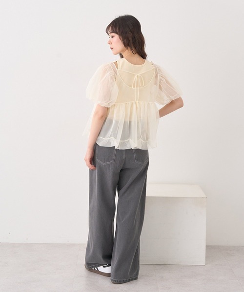 earth music&ecology(アースミュージックアンドエコロジー)の「SET2点チュールバルーンブラウス+ロゴタンク(Tシャツ/カットソー・レディース・ブラック/アイボリー/ピンクベージュ・FREE)」の13枚目の写真