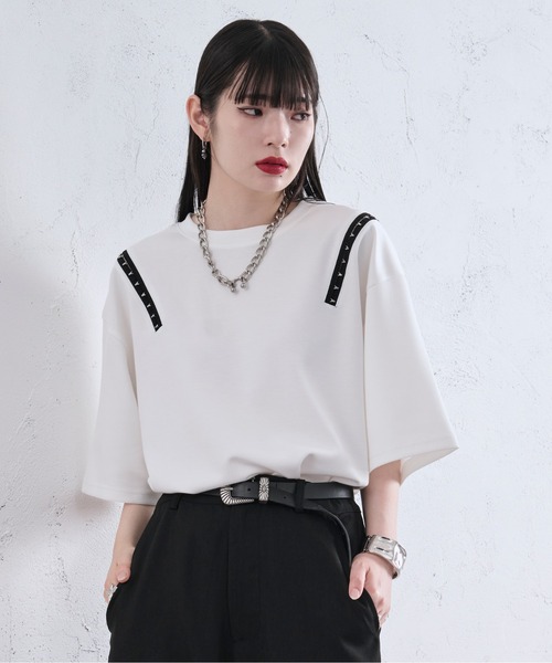 Ellno Loset(エルノロゼット)の「ショルダーホックポンチTシャツ(Tシャツ/カットソー・メンズ・オフホワイト/ブラック/ライトパープル・LARGE/SMALL/MEDIUM)」の9枚目の写真