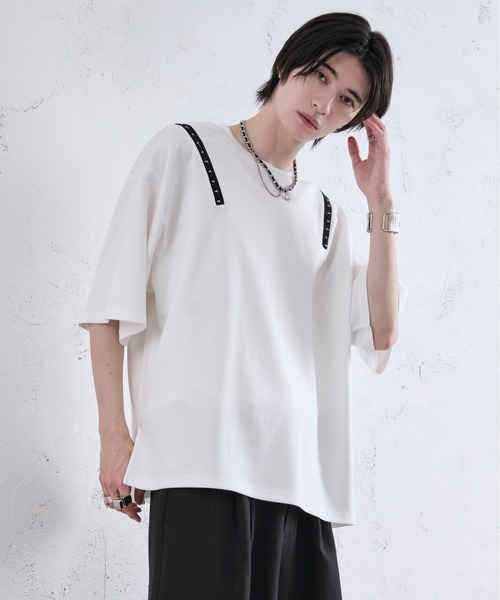 Ellno Loset(エルノロゼット)の「ショルダーホックポンチTシャツ(Tシャツ/カットソー・メンズ・オフホワイト/ブラック/ライトパープル・LARGE/SMALL/MEDIUM)」の22枚目の写真