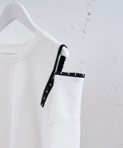 Ellno Loset(エルノロゼット)の「ショルダーホックポンチTシャツ(Tシャツ/カットソー・メンズ・オフホワイト/ブラック/ライトパープル・LARGE/SMALL/MEDIUM)」の6枚目の写真