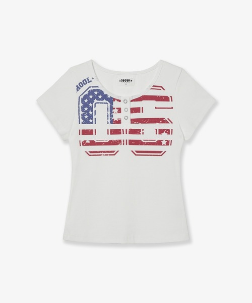 ◆25SS AEAE USA BANNER HENLY NECK TEE/2色◆ USA BANNER HENLY NECK TEE（Tシャツ/カットソー）｜aeae