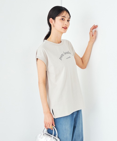 a.v.v(アーヴェヴェ)の「【コットン100%】フレンチスリーブロゴTシャツ(Tシャツ/カットソー・レディース・ホワイト/グレー系その他・34/36/38/40/42)」の7枚目の写真