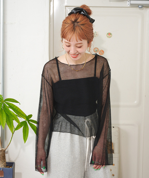 B.C STOCK（ベーセーストック）の「【ZOZO限定】手洗い可 / シアーボーダープルオーバー（Tシャツ/カットソー・レディース・ブラック/アイボリー/サックスブルー・FREE）」の8枚目の写真