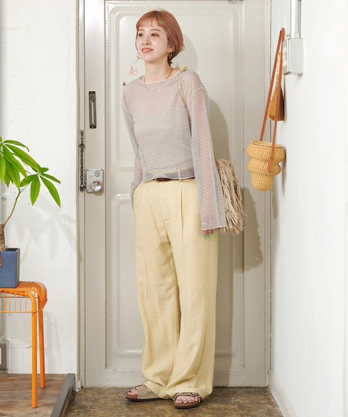 B.C STOCK（ベーセーストック）の「【ZOZO限定】手洗い可 / シアーボーダープルオーバー（Tシャツ/カットソー・レディース・ブラック/アイボリー/サックスブルー・FREE）」の15枚目の写真