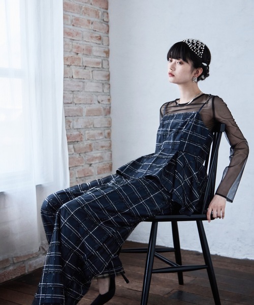 etoll.（エトル）の「3piece シアーチェックビスチェ＆タックワイド