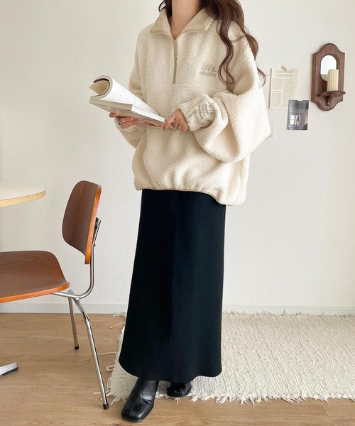 Java(ジャバ)の「《JaVaジャバコラボ》ボア素材×刺繍でおしゃれ上級者に格上げ♪アノラックハーフジッププルオーバー(スウェット・レディース・ブラック/グレイッシュベージュ/アイボリー・LARGE/MEDIUM/SMALL/X-LARGE)」の19枚目の写真