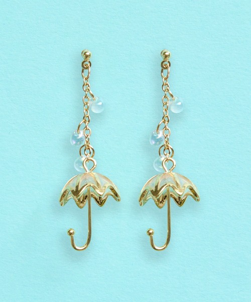 gargle ガーグル：ミニチュアシリーズ 雨と傘 ピアス（ピアス（両耳用