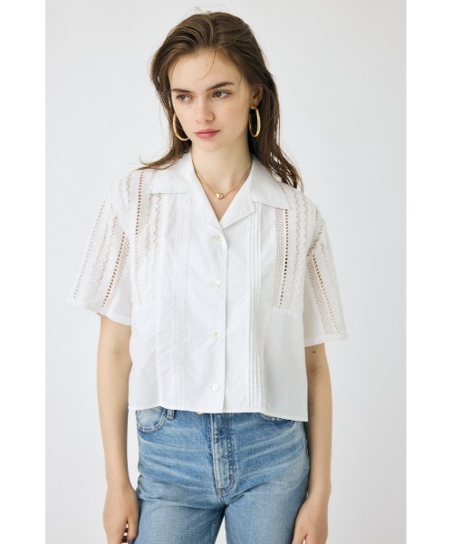 セットアップ対応】LACE OPEN COLLAR シャツ（シャツ/ブラウス
