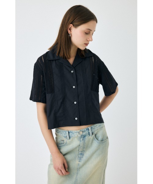 MOUSSY(マウジー)の「【セットアップ対応】LACE OPEN COLLAR シャツ(シャツ/ブラウス・レディース・ブラック/ホワイト・FREE)」の7枚目の写真