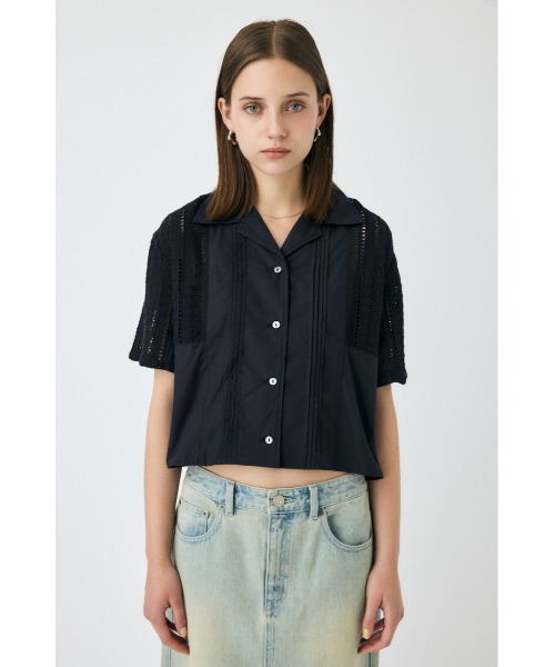 MOUSSY(マウジー)の「【セットアップ対応】LACE OPEN COLLAR シャツ(シャツ/ブラウス・レディース・ブラック/ホワイト・FREE)」の8枚目の写真