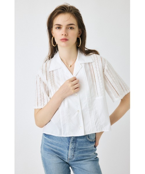 セットアップ対応】LACE OPEN COLLAR シャツ（シャツ/ブラウス