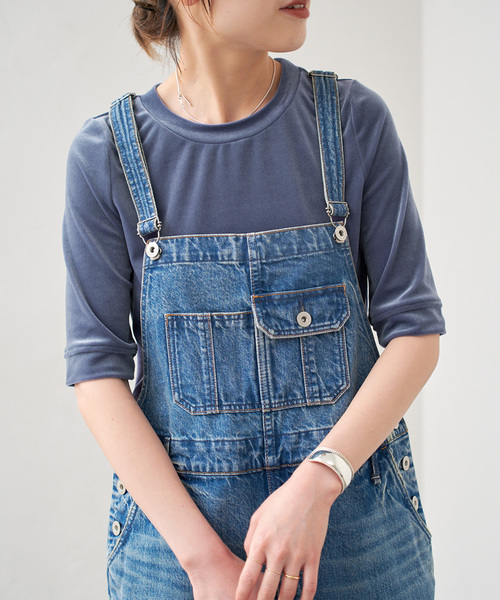 Spick & Span（スピックアンドスパン）の「《追加》ベロアハーフスリーブプルオーバー（Tシャツ/カットソー・レディース・ライトグレー/ブラウン/ブルー・FREE）」の8枚目の写真