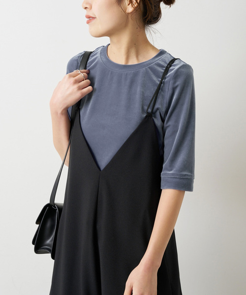 Spick & Span（スピックアンドスパン）の「《追加》ベロアハーフスリーブプルオーバー（Tシャツ/カットソー・レディース・ライトグレー/ブラウン/ブルー・FREE）」の11枚目の写真