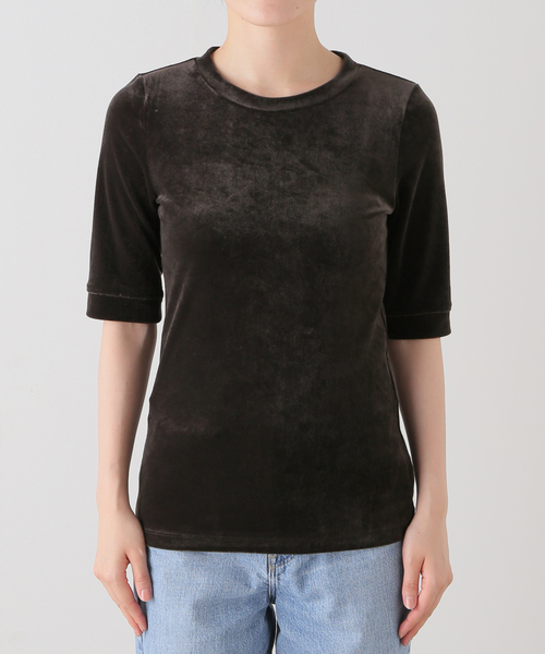 Spick & Span（スピックアンドスパン）の「《追加》ベロアハーフスリーブプルオーバー（Tシャツ/カットソー・レディース・ライトグレー/ブラウン/ブルー・FREE）」の15枚目の写真