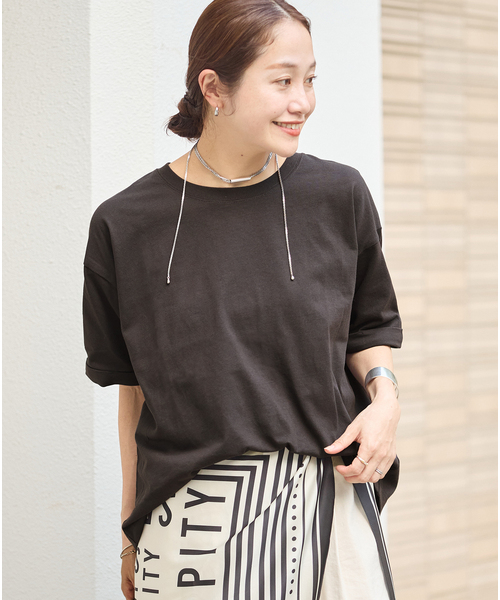 JOURNAL STANDARD（ジャーナルスタンダード）の「《追加3》汗ジミ防止天竺ビッグT（Tシャツ/カットソー・レディース・ホワイト/ブラック系その他/チャコールグレー・FREE）」の12枚目の写真
