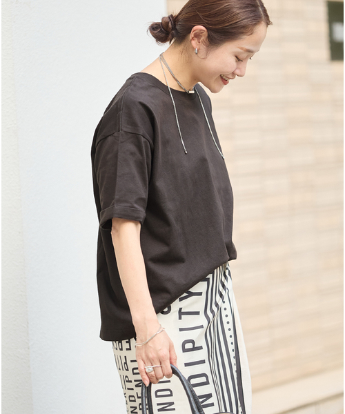 JOURNAL STANDARD（ジャーナルスタンダード）の「《追加3》汗ジミ防止天竺ビッグT（Tシャツ/カットソー・レディース・ホワイト/ブラック系その他/チャコールグレー・FREE）」の14枚目の写真