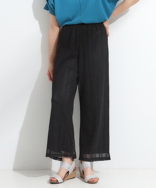 DRESKIP(ドレスキップ)の「【S-LL】クロシェ風レースイージーワイドパンツ(その他パンツ・レディース・ブラック/ブラウン系/ライトベージュ・01/02/03/04)」の1枚目の写真