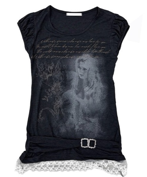 tシャツ A'GEM/9 × .kom 「.KOM/ドットケーオーエム」 グラフィックレースドッキングTシャツ レディース KOM tシャツ A'GEM/9 × .kom 「.KOM/ドットケーオーエム」レース
