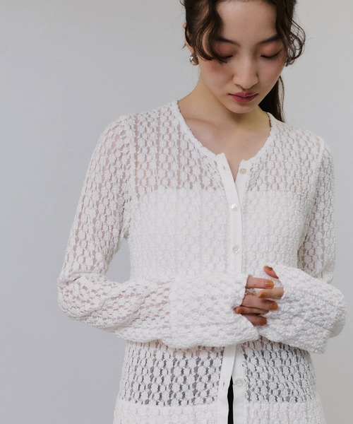 セール】【WEB限定】レースジャージーカーディガン（カーディガン
