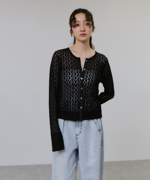 セール】【WEB限定】レースジャージーカーディガン（カーディガン