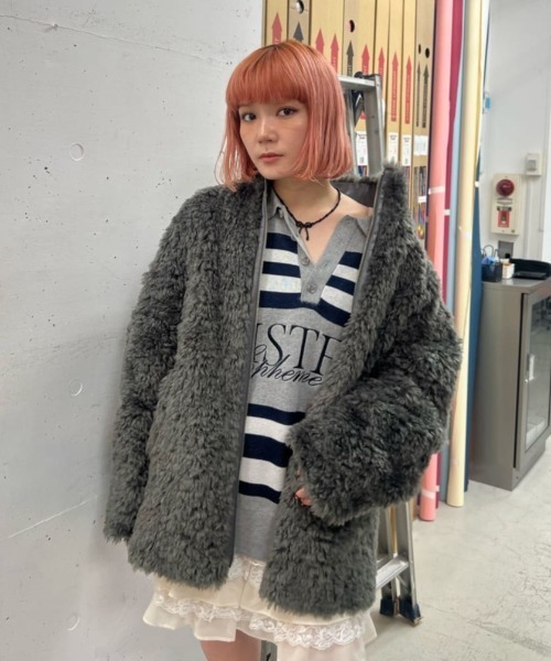 2サイズ展開】CURLED BOA BZ カールド ボア ブルゾン 秋服（ブルゾン