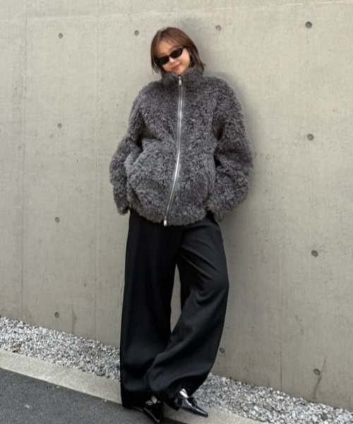 2サイズ展開】CURLED BOA BZ カールド ボア ブルゾン 秋服（ブルゾン