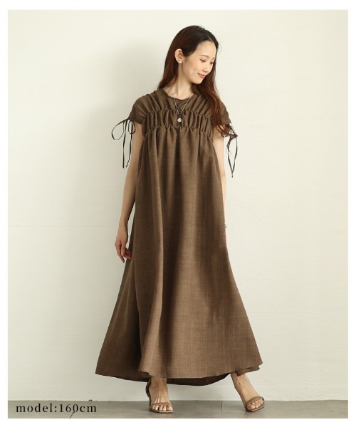 セール】スラブツイードビスチェ見えシャーリングワンピース