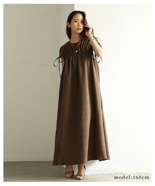 セール】スラブツイードビスチェ見えシャーリングワンピース