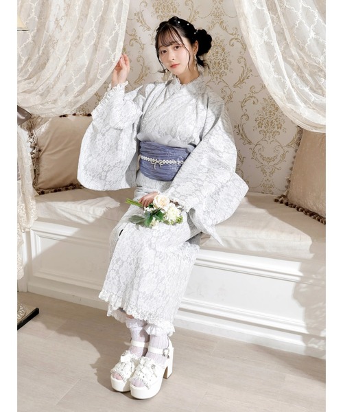 お嬢さん総レースレースフリルセパレート浴衣（浴衣）｜NOEMIE