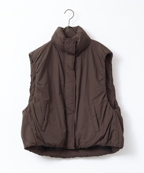 hunch（ハンチ）の「薄中綿 バルーンベスト（ダウンベスト・レディース・ダークブラウン/オフホワイト/ブラック・FREE）」の15枚目の写真