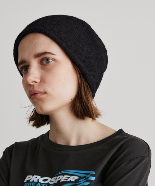 Auntie Rosa Holiday(アンティローザホリデー)の「ルーズニットワッチ(ニットキャップ/ビーニー・レディース・チャコールグレー/ブラック・FREE)」の2枚目の写真