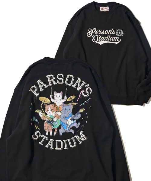 PERSON'S（パーソンズ）の「【PERSON’S STADIUM / パーソンズスタジアム】バンドネコ クルーネックスウェットプルオーバー（スウェット・レディース・ブラック/オートミール/ネイビー・MEDIUM/LARGE/X-LARGE）」の2枚目の写真