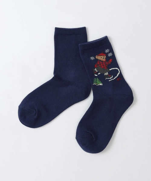 POLO RALPH LAUREN(ポロ ラルフ ローレン)の「POLO RALPH LAUREN オーガニックコットン混 SKATER BEAR キッズソックス 04803753(ソックス/靴下・キッズ・ダークグレー/ネイビー/オフホワイト・22-24cm/19-21cm)」の1枚目の写真