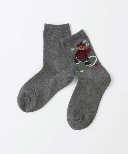 POLO RALPH LAUREN(ポロ ラルフ ローレン)の「POLO RALPH LAUREN オーガニックコットン混 SKATER BEAR キッズソックス 04803753(ソックス/靴下・キッズ・ダークグレー/ネイビー/オフホワイト・22-24cm/19-21cm)」の3枚目の写真