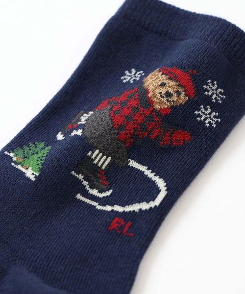 POLO RALPH LAUREN(ポロ ラルフ ローレン)の「POLO RALPH LAUREN オーガニックコットン混 SKATER BEAR キッズソックス 04803753(ソックス/靴下・キッズ・ダークグレー/ネイビー/オフホワイト・22-24cm/19-21cm)」の4枚目の写真