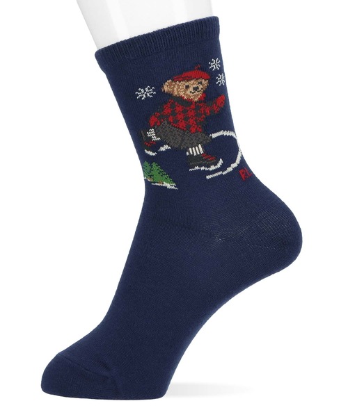 POLO RALPH LAUREN(ポロ ラルフ ローレン)の「POLO RALPH LAUREN オーガニックコットン混 SKATER BEAR キッズソックス 04803753(ソックス/靴下・キッズ・ダークグレー/ネイビー/オフホワイト・22-24cm/19-21cm)」の6枚目の写真