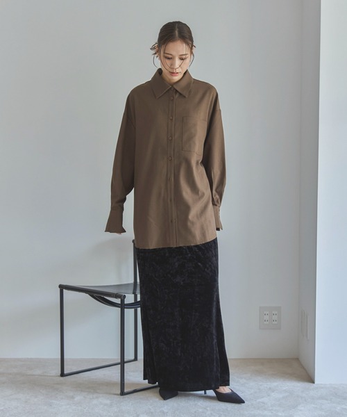 feepur（フェピュール）の「カットオフオーバーシャツ（シャツ/ブラウス・レディース・イエロー/ブラウン/ブルーグレー・MEDIUM）」の5枚目の写真