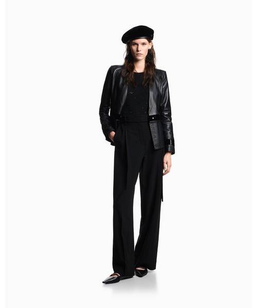 EMPORIO ARMANI（エンポリオアルマーニ）の「【エンポリオ アルマーニ】クルーネックニット バージンウール プレーンニット マイクロラインストーン（ニット/セーター・レディース・ブラック系1・LARGE/MEDIUM/SMALL）」の4枚目の写真