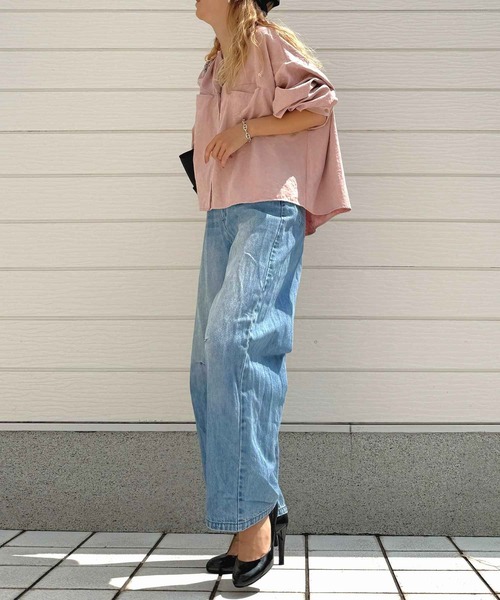 Q(キュー)の「ピーチタッチシャツ(シャツ/ブラウス・レディース・ベビーピンク/グレー・MEDIUM)」の21枚目の写真