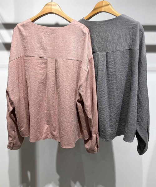 Q(キュー)の「ピーチタッチシャツ(シャツ/ブラウス・レディース・ベビーピンク/グレー・MEDIUM)」の7枚目の写真