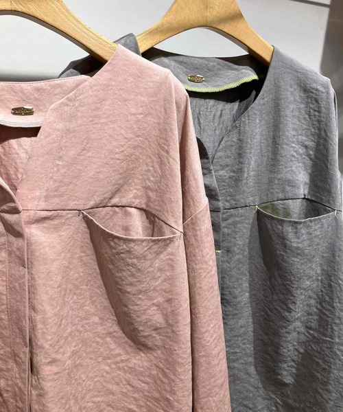 Q(キュー)の「ピーチタッチシャツ(シャツ/ブラウス・レディース・ベビーピンク/グレー・MEDIUM)」の8枚目の写真